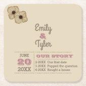 Rustikales Rosen-Goldpersonalisierte Rechteckiger Pappuntersetzer (Vorderseite)