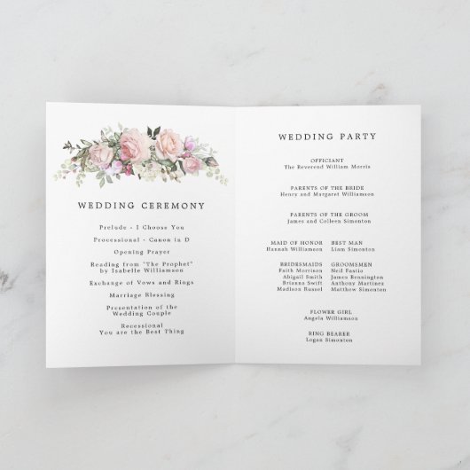 Rustikales Rosenblatt Programm (Innenseite)