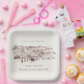 Rustikales Rosengarten Weinkeller Hochzeitstag Pappteller (Party)