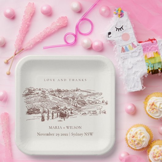 Rustikales Rosengarten Weinkeller Hochzeitstag Pappteller (Party)