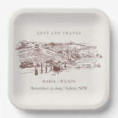 Rustikales Rosengarten Weinkeller Hochzeitstag Pappteller (Vorderseite)