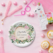 Rustikales Rosengrün Kinderdusche Dekoration Pappteller (Party)