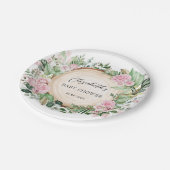 Rustikales Rosengrün Kinderdusche Dekoration Pappteller (Schrägansicht)