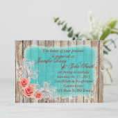 Rustikales Rosengürtel Turquoise Burlap Wedding rp Einladung (Stehend Vorderseite)
