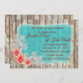 Rustikales Rosengürtel Turquoise Burlap Wedding rp Einladung (Vorne/Hinten)