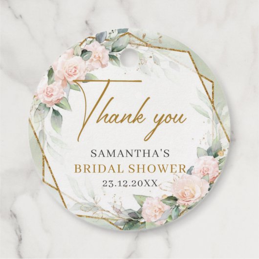 Rustikales Rosenrosen-Brautparty Geschenkanhänger (Rückseite)