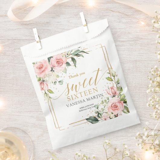 Rustikales Rosenrosen, goldgelb, 16 . Geburtstag Geschenktütchen (Ausgeschnitten)