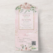 Rustikales Rosenrot Gold Akzente QR Code All In One Einladung (Innen Boden)