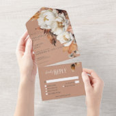 Rustikales Rost & Cream Fall Floral & Blätter Aben All In One Einladung (Abreißen)