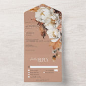 Rustikales Rost & Cream Fall Floral & Blätter Aben All In One Einladung (Innen Boden)