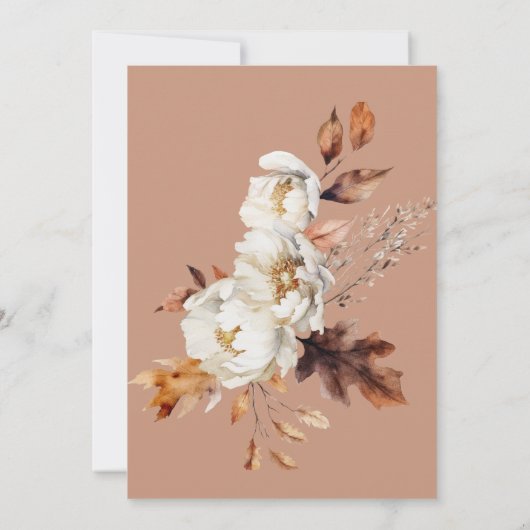 Rustikales Rost & Cream Fall Floral & Blätter Lunc Einladung (Rückseite)