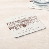 Rustikales Rostbraun Weinkeller Hochzeit Rechteckiger Pappuntersetzer (angewinkelt)