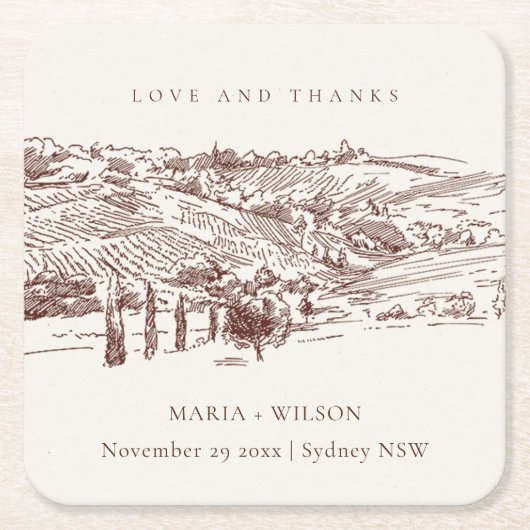 Rustikales Rostbraun Weinkeller Hochzeit Rechteckiger Pappuntersetzer (Vorderseite)