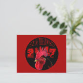 Rustikales Roster Jahr 2017 Postkarte (Stehend Vorderseite)