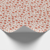 Rustikales Rot & Beige Ditsy Snowflake Weihnachten Geschenkpapier (Ecke)