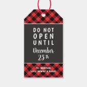 Rustikales Rot bezahlt nicht bis Weihnachten geöff Geschenkanhänger (Vorderseite)