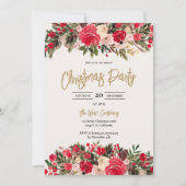 Rustikales Rot Grün Blütenfest Winter Weihnachten Einladung (Vorderseite)