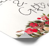 Rustikales Rot-Grün Blütenwinterchic Hochzeitszeic Poster (Ecke)