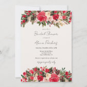 Rustikales Rot-Grün-Brautparty Einladung (Vorderseite)