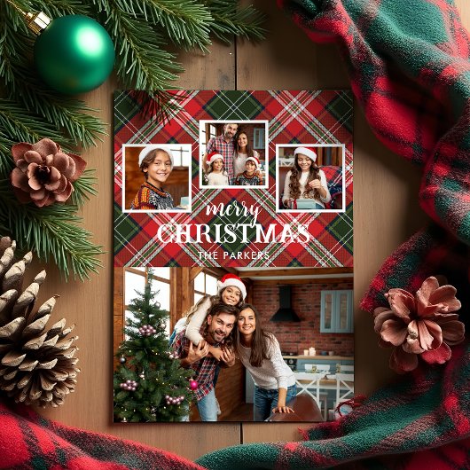 Rustikales Rot/Grün Kariertes Frohe Weihnachten 4-