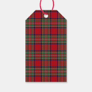 Rustikales Rot-Grün-Karo Stewart-Tartan Geschenkanhänger