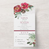 Rustikales Rot-Grün-Winterpine-Abendessen All In One Einladung (Innen Boden)