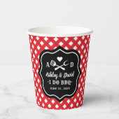 Rustikales Rot Ich mache GRILLEN Custom Wedding Mo Pappbecher (Rückseite)