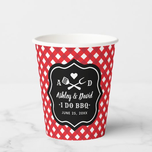 Rustikales Rot Ich mache GRILLEN Custom Wedding Mo Pappbecher (Vorderseite)