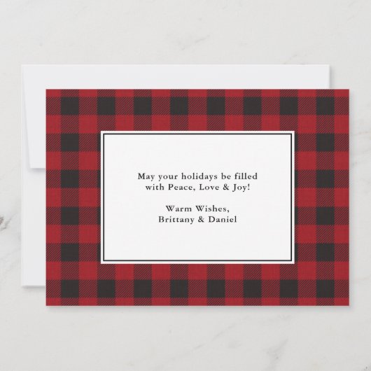 Rustikales Rot Kariert Frohe Weihnachten Couple Fo (Rückseite)