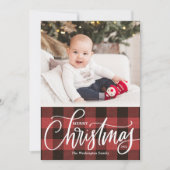 Rustikales Rot Kariert Frohe Weihnachten Foto (Vorderseite)