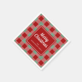 Rustikales Rot Kariert Frohe Weihnachten Serviette (Ecke)
