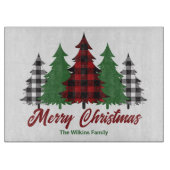 Rustikales Rot Kariert frohe Weihnachtsbaumen Cust Schneidebrett (Vorderseite)