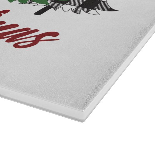 Rustikales Rot Kariert frohe Weihnachtsbaumen Cust Schneidebrett (Ecke)