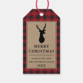 Rustikales Rot Kariert Frohe WeihnachtsKraft Geschenkanhänger (Vorderseite)