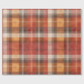 Rustikales Rot Orange Ernte Erde Karomuster Geschenkpapier (Flach)