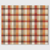 Rustikales Rot Orange Ernte Erde Karomuster Geschenkpapier (Flach)