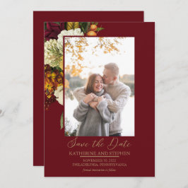 Rustikales Rot | Orange Floral Bouquet Foto Save The Date