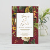 Rustikales Rot | Orange Floral Bouquet Save the Da Date (Stehend Vorderseite)