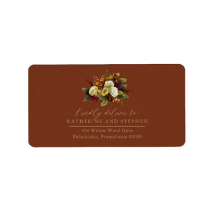 Rustikales Rot Orange Floral Bouquet UAWG Addres Adressaufkleber