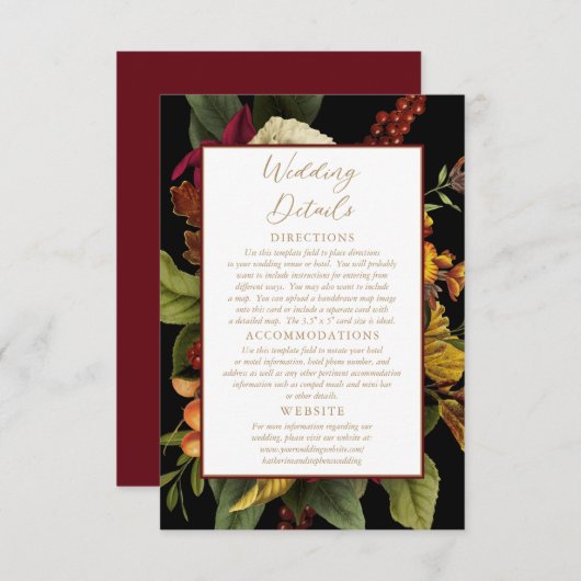 Rustikales Rot | Orange Floral Bouquet Wedding Det Begleitkarte (Vorne/Hinten)