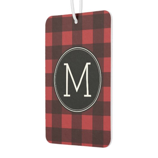 Rustikales Rot-Schwarz-Buffalo-Kariertes Muster Mo Autolufterfrischer (Links)