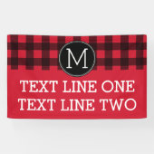 Rustikales Rot-Schwarz-Buffalo-Kariertes Muster Mo Banner (Horizontal)