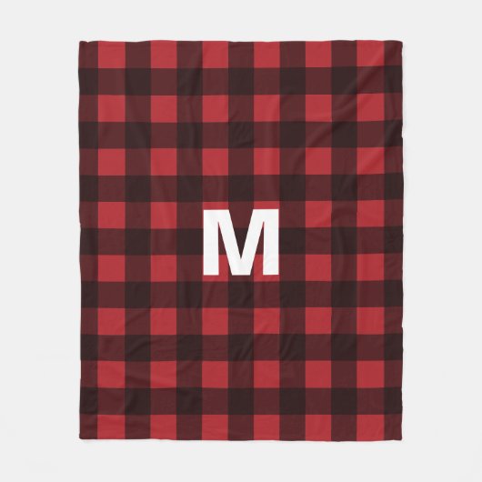 Rustikales Rot-Schwarz-Buffalo-Kariertes Muster Mo Fleecedecke (Vorderseite)