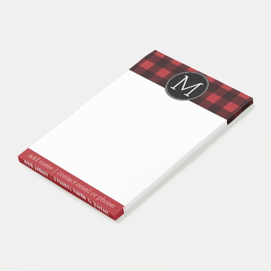 Rustikales Rot-Schwarz-Buffalo-Kariertes Muster Mo Post-it Klebezettel (angewinkelt)