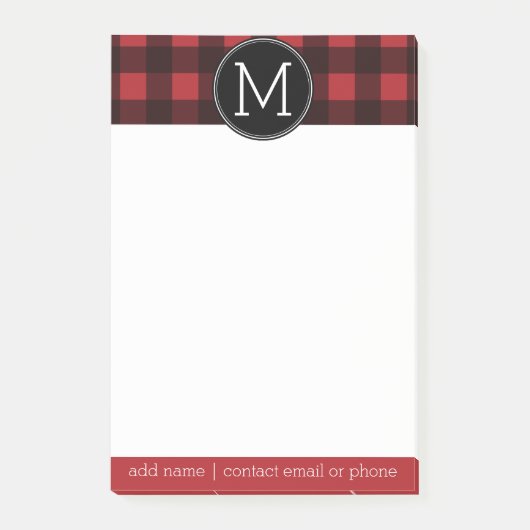 Rustikales Rot-Schwarz-Buffalo-Kariertes Muster Mo Post-it Klebezettel (Vorderseite)