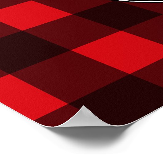 Rustikales Rot-Schwarz-Buffalo-Kariertes Muster Mo Poster (Ecke)