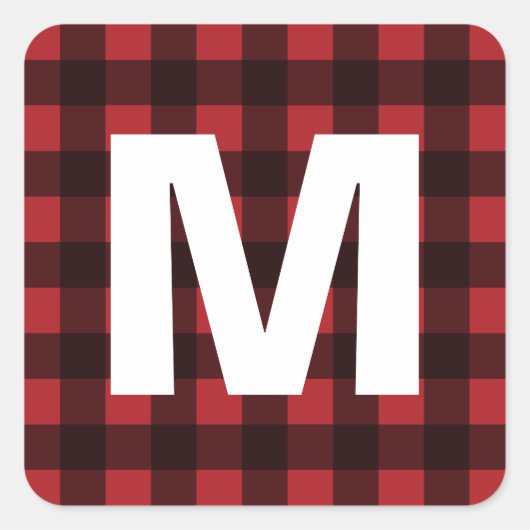 Rustikales Rot-Schwarz-Buffalo-Kariertes Muster Mo Quadratischer Aufkleber (Vorderseite)
