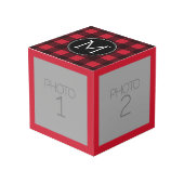 Rustikales Rot-Schwarz-Buffalo-Kariertes Muster Mo Würfel (Vorderseite Schrägansicht)