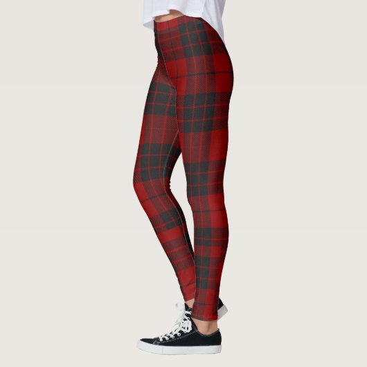 Rustikales Rot-Schwarz-Tartan-Buffalo-Muster Karie Leggings (Links)