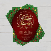 Rustikales Rot- und Gold-Weihnachtsmarkt-Event Flyer